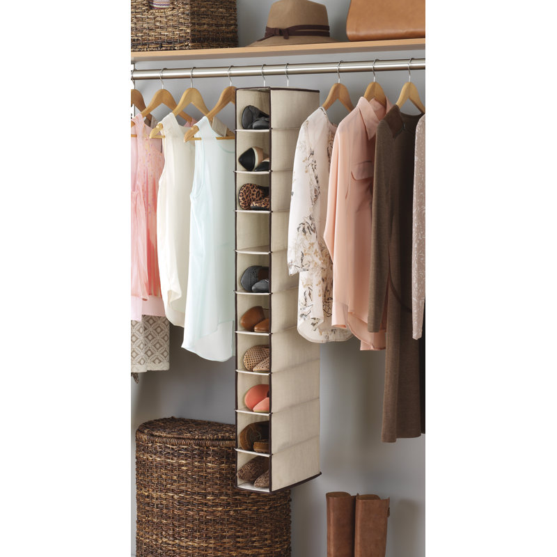 Rebrilliant 10 Pairs Beige/Brown Fabric Hanging Shoe Organizer